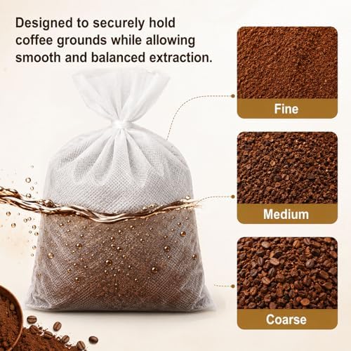100 Pack Cold Brew Coffee Filter Bags, 20 x 20 Inch Disposable Drawstring Coffee Filters for Large Batch Brewing, Fine Mesh Cold Brew Bags for 5 Gallon Buckets, Coffee Shops, Cafés & Home Brewing - Image 7