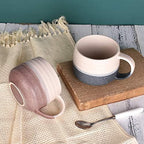 Bosmarlin Ceramic Large Latte Coffee Mug Set of 2 for Latte, Cappuccino, 18 Oz, Dishwasher and Microwave Safe (Pink&Grey, 2) - Image 4
