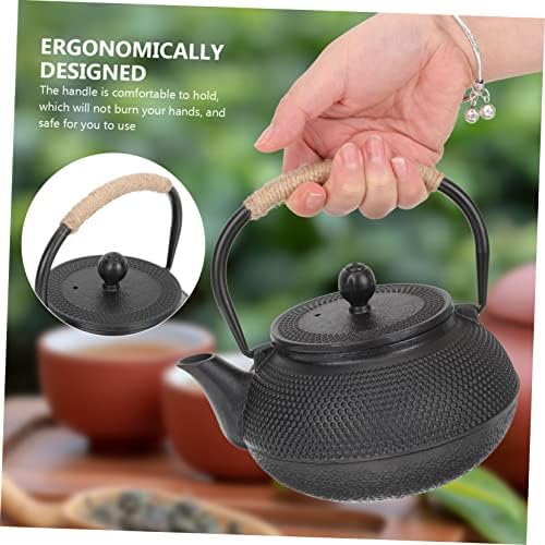 Cast Iron Teapot 800ml with Infuser and Handle Black - Image 5