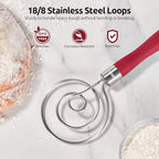 U-Taste 18/8 Stainless Steel 3.35in Medium Fine Mesh Strainer and 12.6in Stainless Steel Danish Dough Whisk (Red) - Image 7