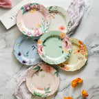BTaT- Porcelain Floral Plates Set, 6 Pack, 8 Inch - Image 3