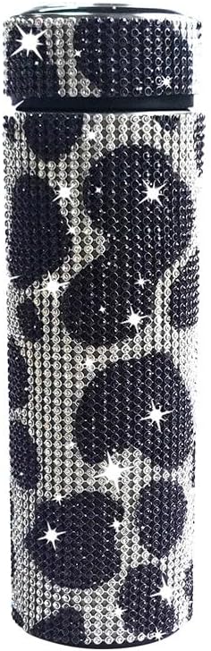 17 oz Bling Stainless Steel Water Bottle Rhinestone Vacuum Water Bottle Glitter Bottles Diamond Vacuum Flask Mug Gift Girls Women (500ml),Cow Black by Unknown