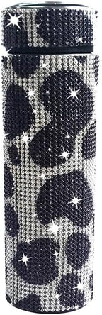 17 oz Bling Stainless Steel Water Bottle Rhinestone Vacuum Water Bottle Glitter Bottles Diamond Vacuum Flask Mug Gift Girls Women (500ml),Cow Black by Unknown