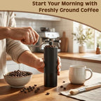 Manual Coffee Grinder with Strainer & Brush, Adjustable Stainless Steel Burr, 30g Hand Crank Coffee Mill, Aluminum Body & Walnut Handle for Espresso, Turkish Coffee & French Press - Image 3