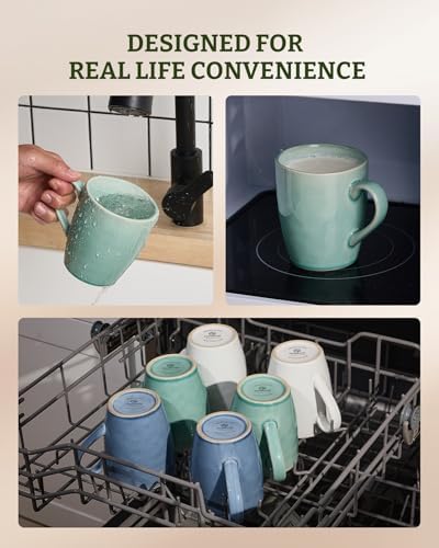 famiware Aurora Coffee Mugs, 14oz Mug Set of 4, Stoneware Cup with Handle - Image 5