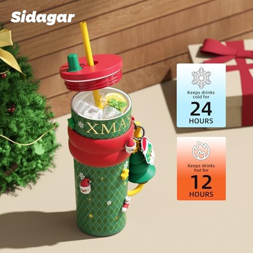 24 oz Ceramic Lined Insulated Stainless Steel Tumbler, Christmas - Image 5
