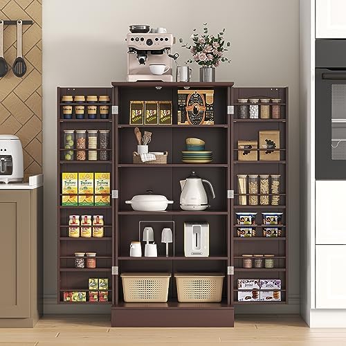 kepptory 47" Freestanding Kitchen Pantry Cabinet with Adjustable Shelves - Image 4