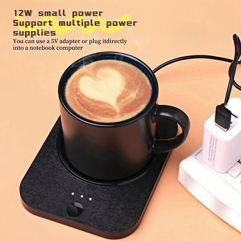 Wireless Tea Warmer Set,Smart Heated Mug Kit with Wirelessly Charge cell phone,Mug Warmer for Desk,Electric Coffee Warmer with Mug Set,Cordless Cup Warmer Rechargeable,Heated Cup Auto Shut Off (White) - Image 5