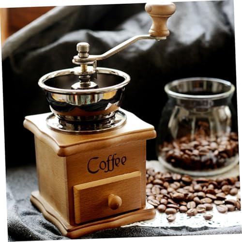 Vintage Manual Coffee Bean Grinder with Ceramic Burr, Wood Body - Image 7