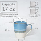 Bosmarlin Ceramic Coffee Mug Set of 4, 17 Oz, Coffee Cups with Big Handle, Microwave Safe, Unique Reactive Glaze - Image 2