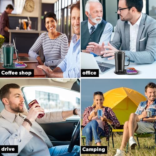 Smart Self Heating Coffee Mug 18 Oz Temperature Control Heated Coffee Mug App Controlled Warmer Mug 5-10 Hour LED Display Keep Coffee Hot All Day Fast Wireless Charger Base Dull Black - Image 6