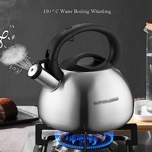 Stovetop Teapot For Home And Restaurant 304 Stainless Steel Whistling Tea Kettle Stovetop Pots Kettles With Heat-Proof Handle And Lid(2.5L) - Image 4
