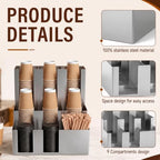 9 Compartment Stainless Steel Vertical Coffee Cup and Lid Dispenser - Image 3