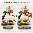 Glass Lotus Teapot with Infuser, Chinese Gongfu Tea Set for Adults, Elegant Handcrafted Semi-Automatic Tea Maker for Home, Office and Afternoon Tea - Image 2