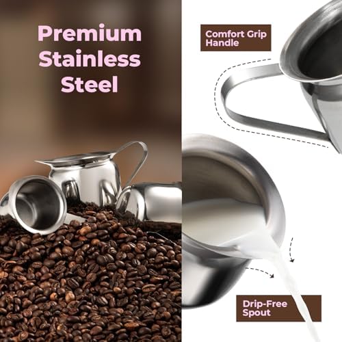 Fit Meal Prep [12 Pack] 3 oz Creamer Pitcher - Stainless Steel Bell Creamers, Mini Cup Container for Serving Milk, Coffee Cream, Salad Dressing, Maple Syrup, Espresso Machine for Restaurant, Cafes - Image 3