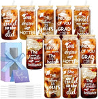 12-Pack Graduation Gifts Glass Cups, 16 oz Graduate Cups with Lid by OLSUNOR