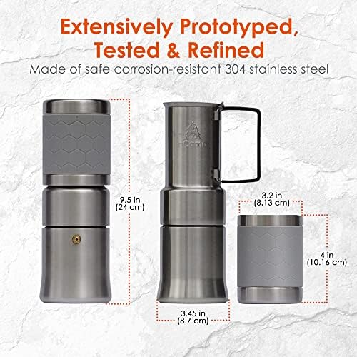 nCamp - Café, Portable Coffee Maker, Portable Espresso Machine, Compact Camping Coffee Maker, Stainless Steel Travel Coffee Maker with Camping Coffee Cup, Reusable, 12 oz - Image 4
