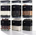 APT 1101 Glass Storage Jars with Bamboo Lid, glass canisters with airtight lids, Clear jars with lids for Spice, Cookie, Candy, Tea, Coffee Bean and Rice (Black, 26 oz, Set of 6) by APT1101