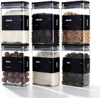 APT 1101 Glass Storage Jars with Bamboo Lid, glass canisters with airtight lids, Clear jars with lids for Spice, Cookie, Candy, Tea, Coffee Bean and Rice (Black, 26 oz, Set of 6) by APT1101