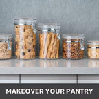 Oggi Tall Clear Canister with Clamp Lid, 58 oz - Large Airtight Food Storage Container, Ideal for Kitchen & Pantry Storage of Bulk, Dry Foods Including Pasta & Spaghetti,(Pack of 12) - Image 3
