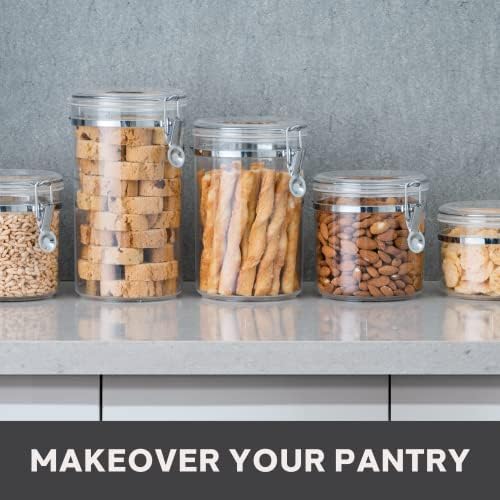 Oggi Tall Clear Canister with Clamp Lid, 58 oz - Large Airtight Food Storage Container, Ideal for Kitchen & Pantry Storage of Bulk, Dry Foods Including Pasta & Spaghetti,(Pack of 12) - Image 3