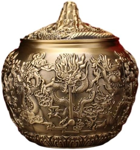 Pure Copper Tea Jar, Vintage Chinese Style Tea Tin Canister with Lid, Traditional Embossed Storage Container for Loose Leaf Tea, Coffee, Candy, Spices by Unknown