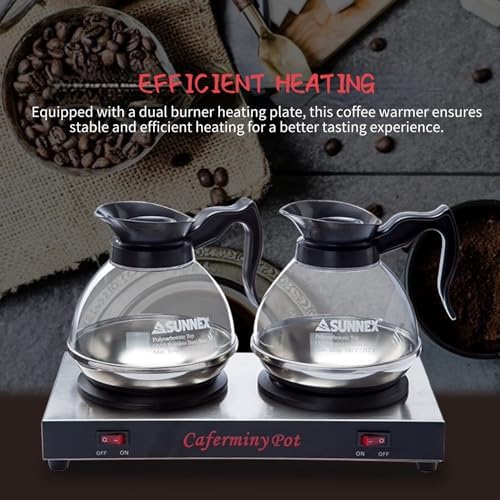 Commercial Coffee Warmer Dual Decanter Warmer Plate, Stainless Steel Portable Warmer for Standard Glass Decanter, Suitable for Cafe, Break Room, Buffet, Event and Commercial Use - Image 3