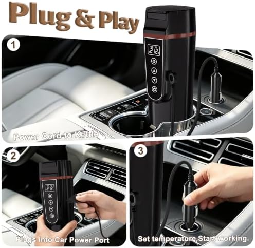 LINGYOKY Car Electric Kettle for Travel 12-24V Compatible 13.5oz (Black) - Image 4