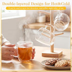Patelai 8 Pcs 16oz Clear Glass Coffee Mugs Double Walled Coffee Cups Glasses Insulated Latte Mugs with Handle Espresso Clear Cups for Cappuccino Tea, Heat Resistant Glasses - Image 6