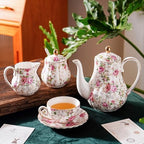 Agyiuns Tea Pot, Porcelain Teapot 37oz,tea pots for tea party,Tea Infuser Pots for Blooming loose Leaf Tea (White with flower) - Image 6
