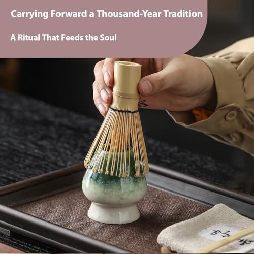 Matcha Whisk Set, Zen Travel Ceremony Kit with Cat Figurine & Incense, 9-Piece Portable Set with Bowl, Bamboo Whisk & Bag (A) - Image 5