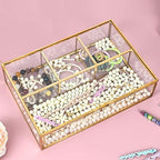 Gold Glass Tea Bag Organizer, Tea bag Storage Glass Box (4 Compartments) - Image 2