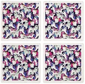 CafePress My Little Pony Retro Sunglasses Tumbled Stone - Set of 4 Coasters Set of 4 w/holder - Image 4