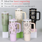 4 Pack 40 Oz Tumbler with Handle Bulk, Double Wall Vacuum Insulated Stainless Steel Tumbler with Lid and Straw, 40 oz cup with Silicone Spill Proof Stopper Set (Rose Quartz) - Image 6