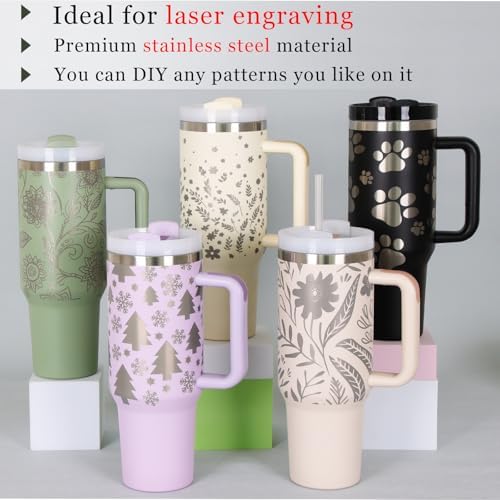 4 Pack 40 Oz Tumbler with Handle Bulk, Double Wall Vacuum Insulated Stainless Steel Tumbler with Lid and Straw, 40 oz cup with Silicone Spill Proof Stopper Set (Cream,Purple,Dark Green,Rose Quartz) - Image 7