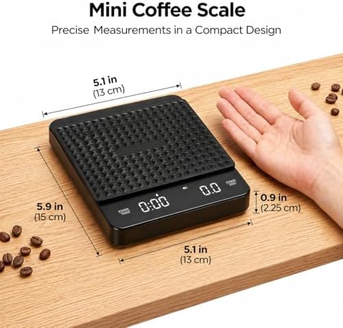 Mini Rechargeable Digital Coffee Scale with Timer, 3Kg/0.1g High Precision Sensor, Waterproof & Heat Resistant 135°C, with Silicone Mat, Ideal for Espresso, Kitchen, and Baking Lovers - Image 2