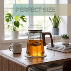 Magnetic Glass Teapot with Infuser, 25oz Borosilicate Tea Pot with Walnut Handle for Loose Leaf Tea, Office Home, Tea Lovers Gift - Image 3