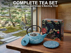 40 Oz Blue Dragon Cast Iron Teapot, Enamel Interior, Infuser & Trivet - Image 3