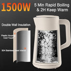 1.5L Electric Kettle Temperature Control, Cream White - Image 4