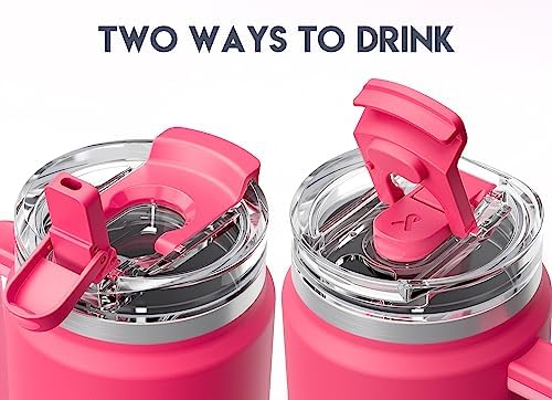 Meoky 32 oz Tumbler with Handle, Insulated Tumbler with Lid and Straw, Stainless Steel Travel Mug, Keeps Cold for 24 Hours, 100% Leak Proof, Fits in Car Cup Holder (Ruby) - Image 6