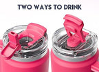 Meoky 32 oz Tumbler with Handle, Insulated Tumbler with Lid and Straw, Stainless Steel Travel Mug, Keeps Cold for 24 Hours, 100% Leak Proof, Fits in Car Cup Holder (Ruby) - Image 6