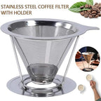cold brew coffee filter 2/4pcs Stainless Steel Coffee Filter Reusable Tea Funnel Hand Brewing Double Layer Tool Home Cafe Use(Large,2pcs) - Image 3
