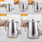 Milk Frothing Pitcher Stainless Steel Milk Frothing Pitcher With Lids Steam Coffee Barista Kettle Cream Cup Jug(950ml) - Image 2