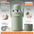 1200ml insulated tumbler with shoulder strap,Food Grade Stainless Steel Vacuum Travel Cup, 24H Hot Cold for Camping Sports Outdoor(Grass Green,40OZ 316 Stainless Steel Vacuum Insulated Water Bottle) - Image 3