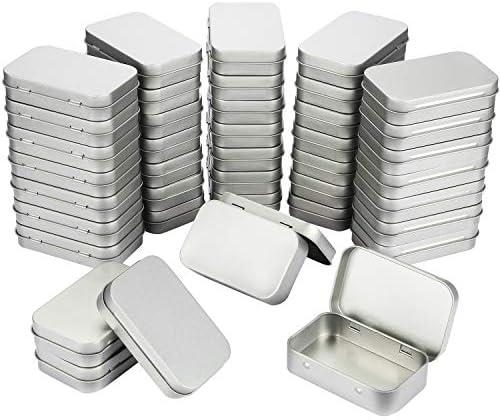 Hotop 40 Pack Metal Rectangular Empty Hinged Tins 3.75 x 2.45 x 0.8 Inch Box Containers with Lids Mini Portable Box Small Storage Kit, Home Organizer (Silver) by HOTOP