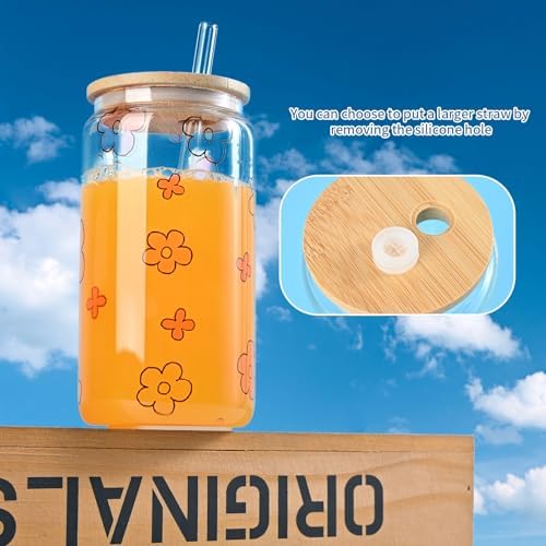 16oz Clear Sublimation Glass Tumbler with Bamboo Lid & Straw, 8-Pack - Image 5