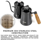 NEOUZA 500ml Gooseneck Kettle with Mechanical Dial Thermometer, 304 Stainless Steel Stovetop Safe Kettle for Pour Over Coffee and Tea, Precision Spout & Wooden Handle - Image 4