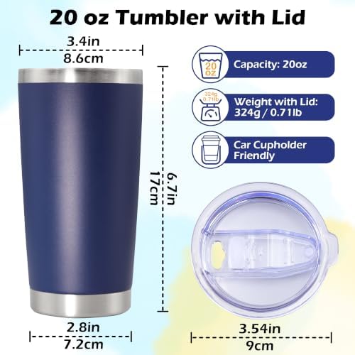 20oz Tumbler Insulated Tumblers Vacuum Coffee Mug with Lid Navy 6Pack - Image 5