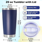 20oz Tumbler Insulated Tumblers Vacuum Coffee Mug with Lid Navy 6Pack - Image 5