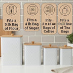 Kitchen Canisters for Countertop Set of 4 w/Airtight Easy Open Bamboo Lids - Image 3